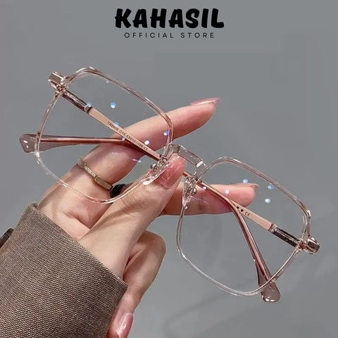 KAHASIL - Kacamata Wanita Pria Anti Radiasi Lensa Square Replaceable KMJ252